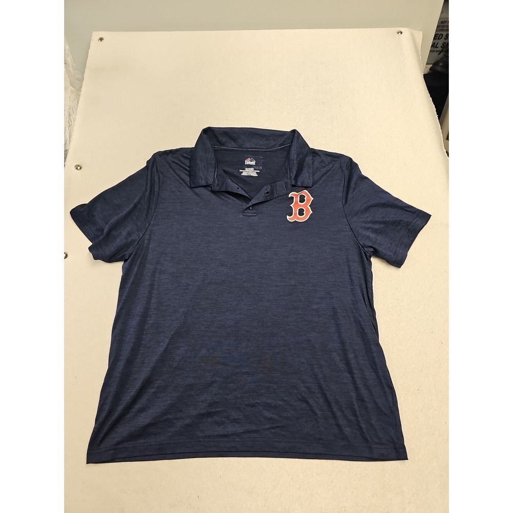 Boston Red Sox Polo Shirt Mens Large Blue Short Sleeve Majestic Golf XL